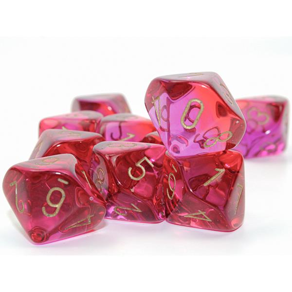 Chessex Dice Set 10 d10's - Gemini Red-Violet/Gold