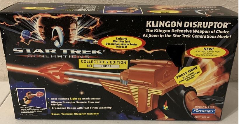Star Trek Generations Klingon Disruptor Weapon Playmates Action Figure Toy