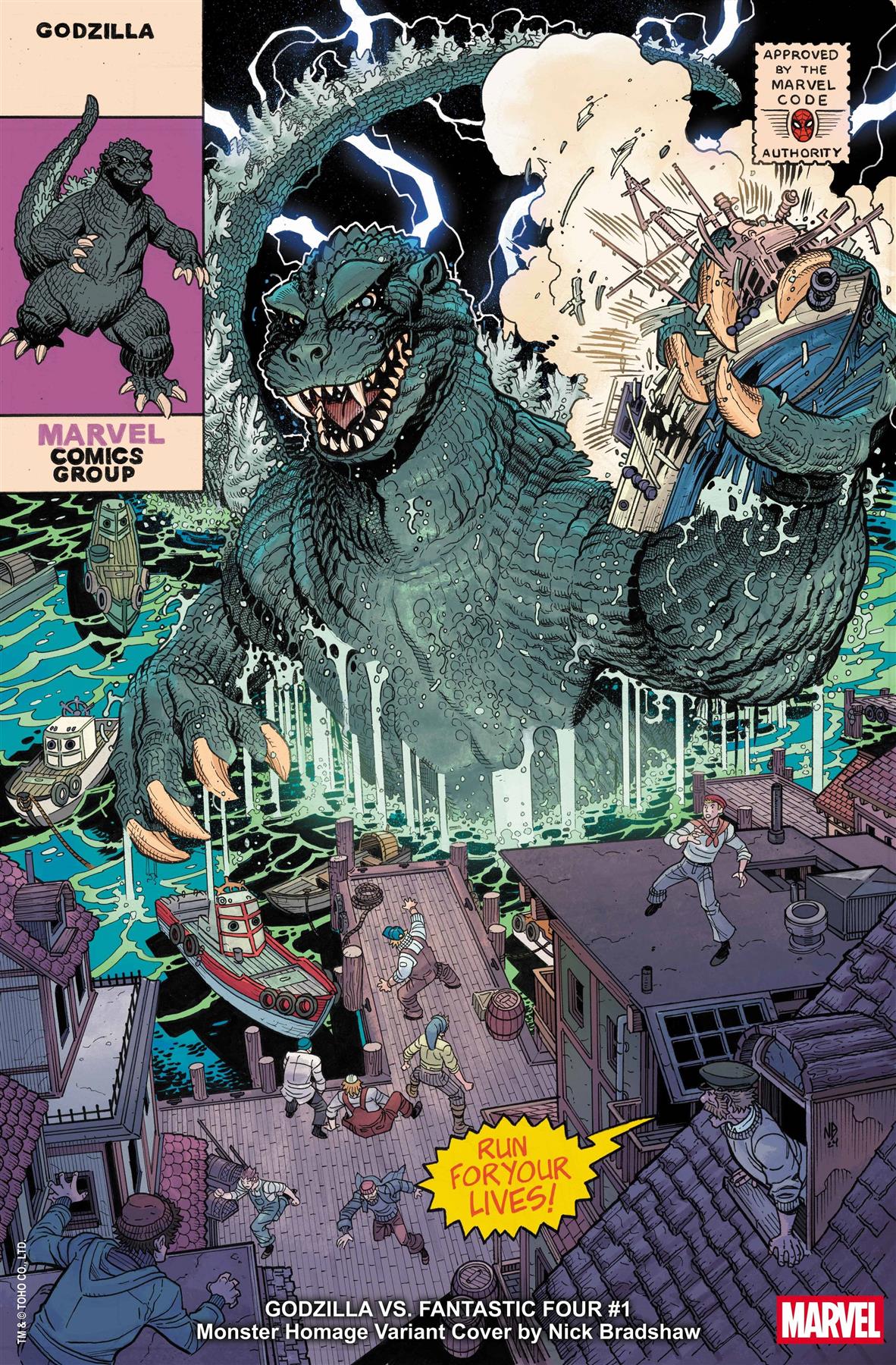 Godzilla Vs Fantastic Four #1 Bradshaw Monster Homage Var Marvel Prh Comic Book 2025
