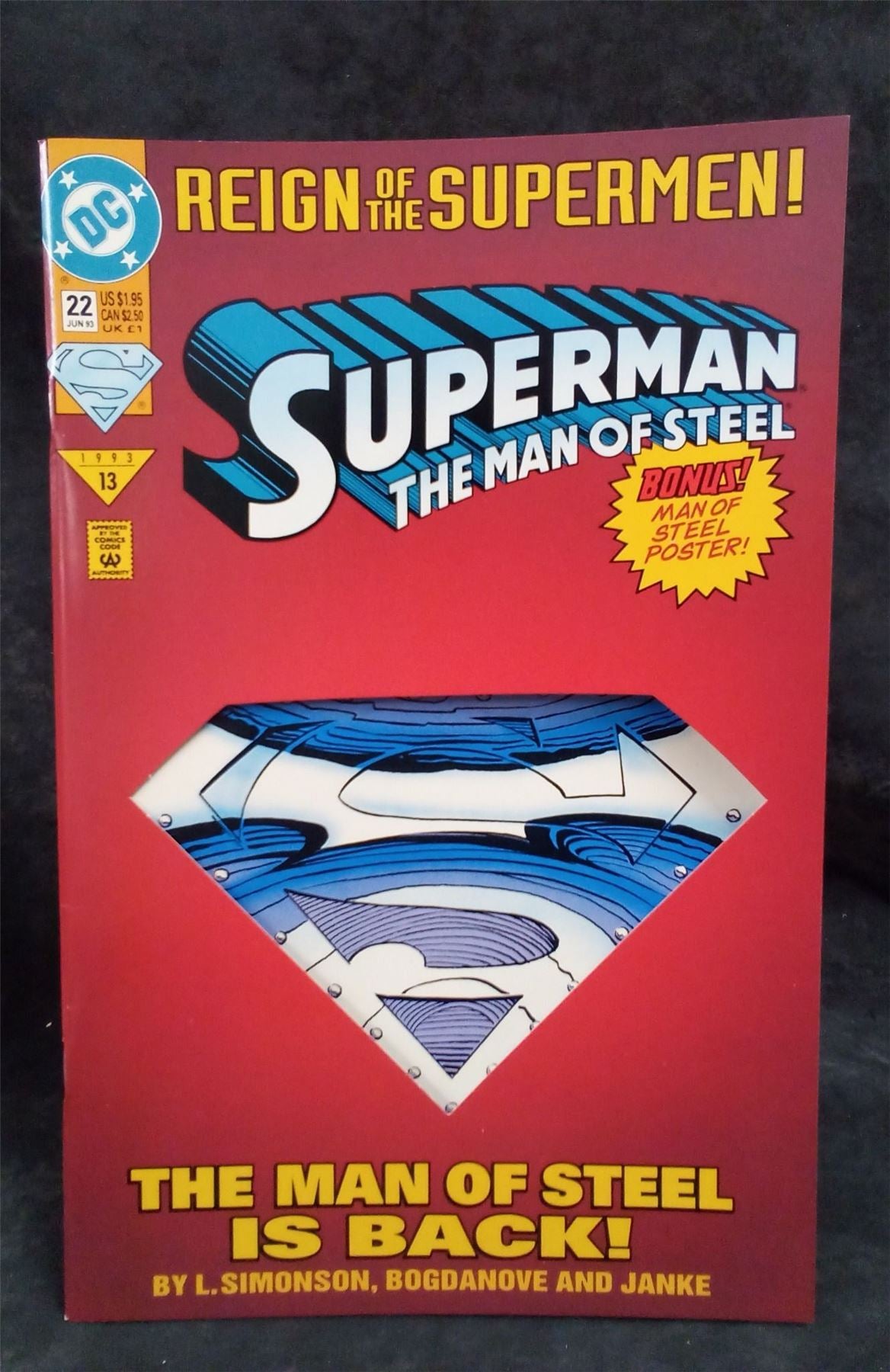 Superman: The Man of Steel #22 Die-Cut Cover 1993 DC Comics Comic Book