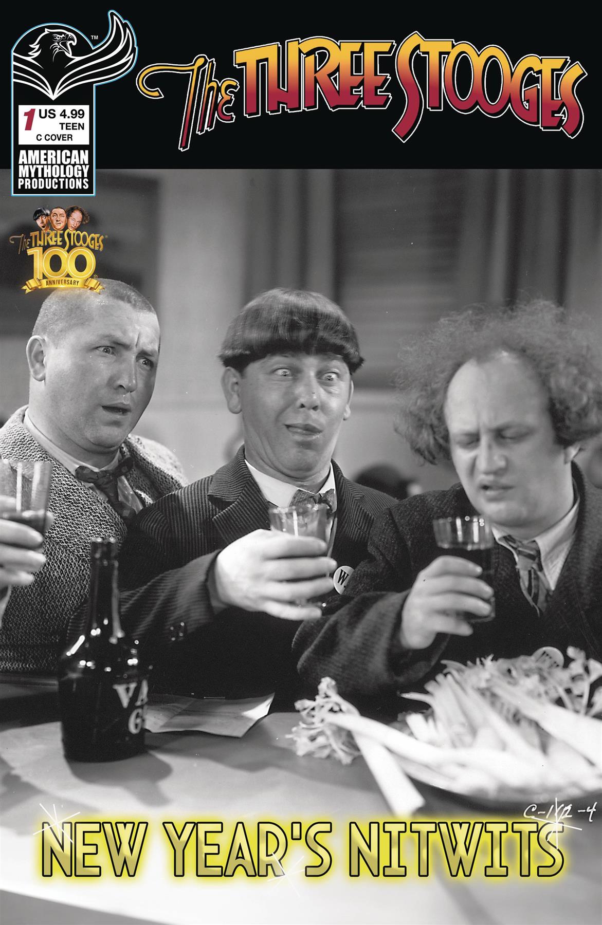Three Stooges New Years Nitwits #1 Cvr C B&w Photo American Mythology Productions Comic Book