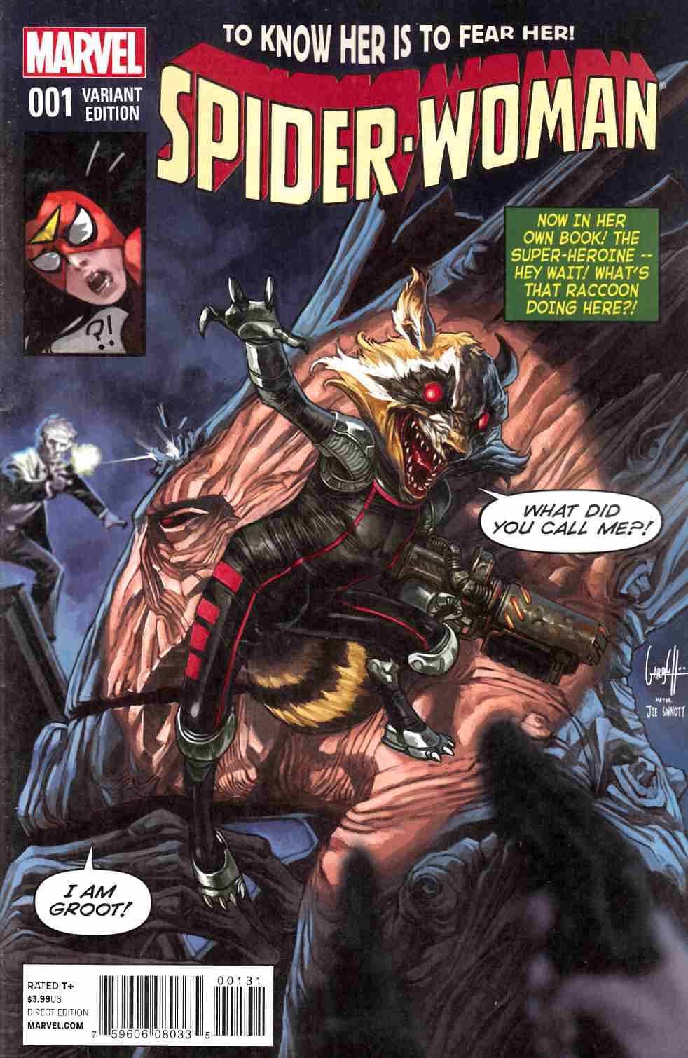 Spider-woman #1 Rocket Raccoon And Groot Var Marvel Comics Comic Book
