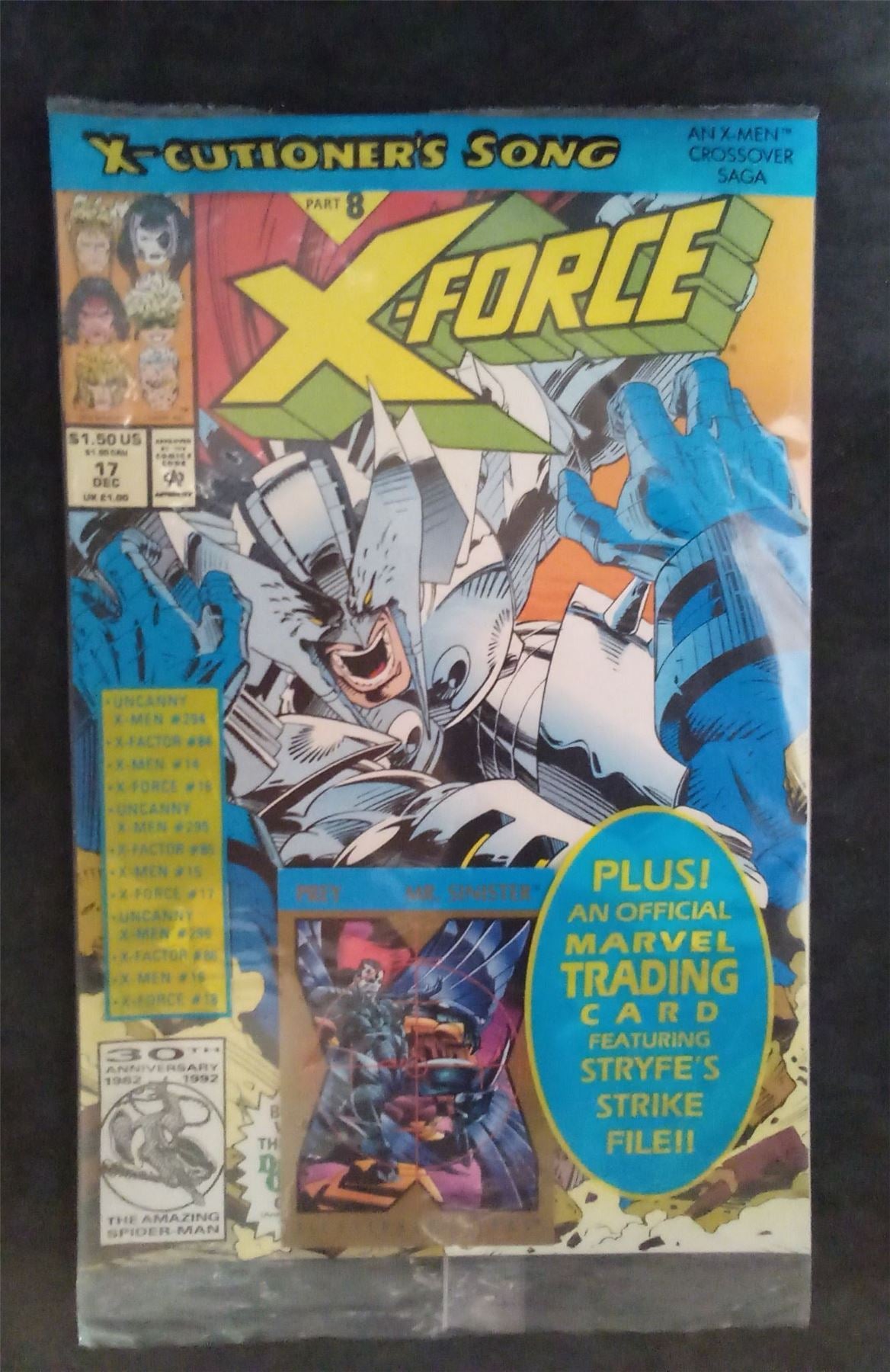 X-Force #17 with Mr. Sinister Trading Card 1992 marvel Comic Book