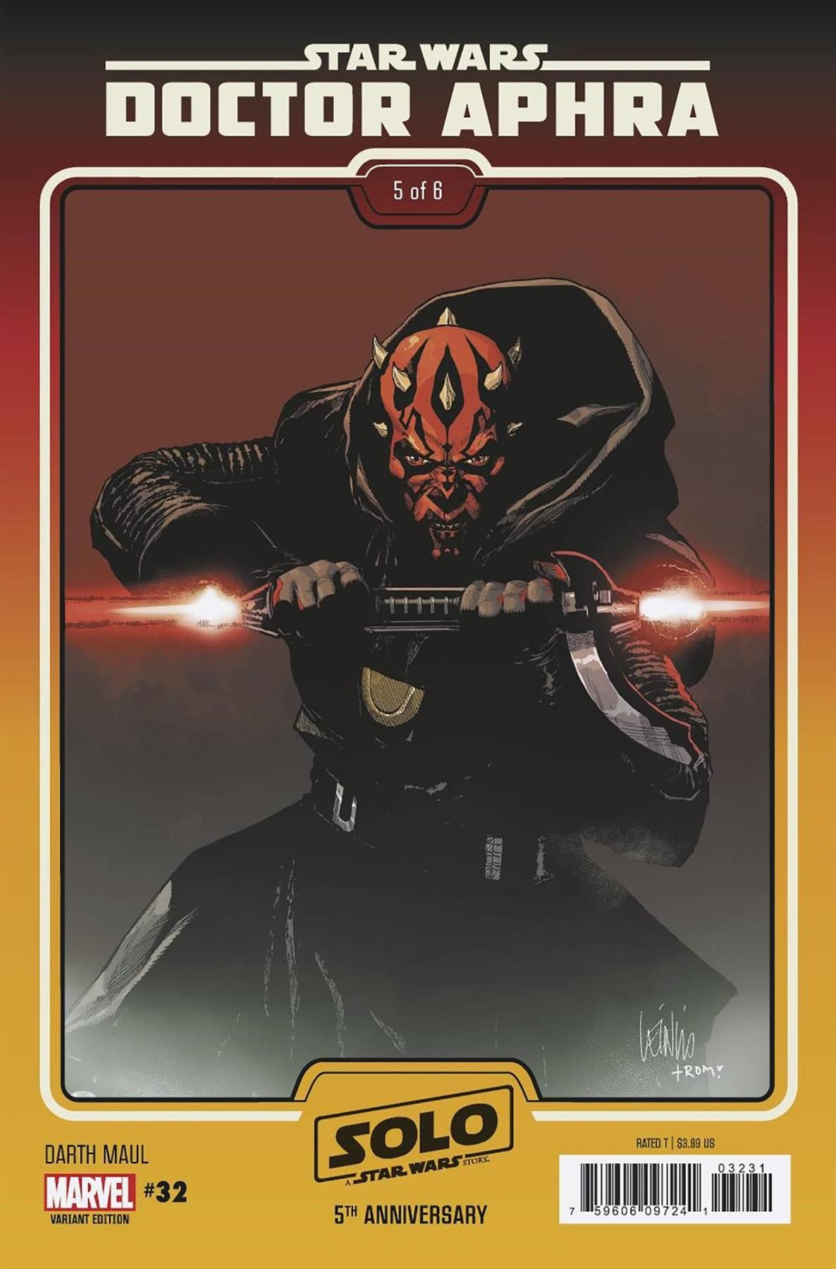 Star Wars Doctor Aphra #32 Yu Darth Maul Solo 5th Ann Movie (Yu Darth Maul Solo 5th Ann Movie Var) Marvel Prh Comic Book 2023