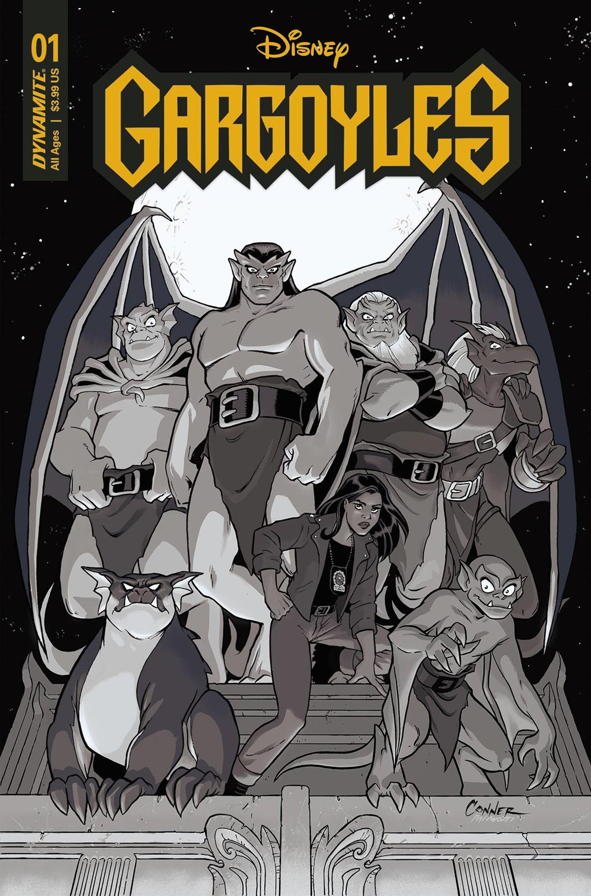Gargoyles #1 Cvr P 75 Copy Incv Conner B&w (Cvr P 75 Copy Incv Conner B&w) Dynamite Comic Book 2022