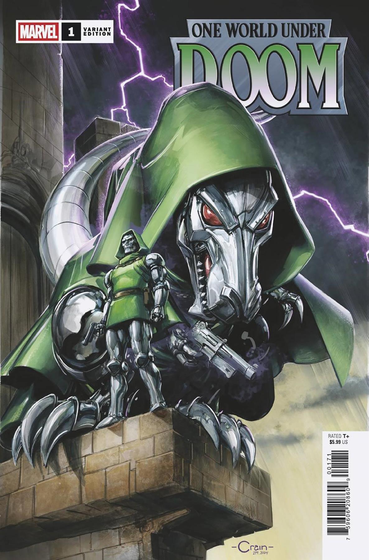One World Under Doom #1 Clayton Crain Doomasaur Var Marvel Prh Comic Book 2025
