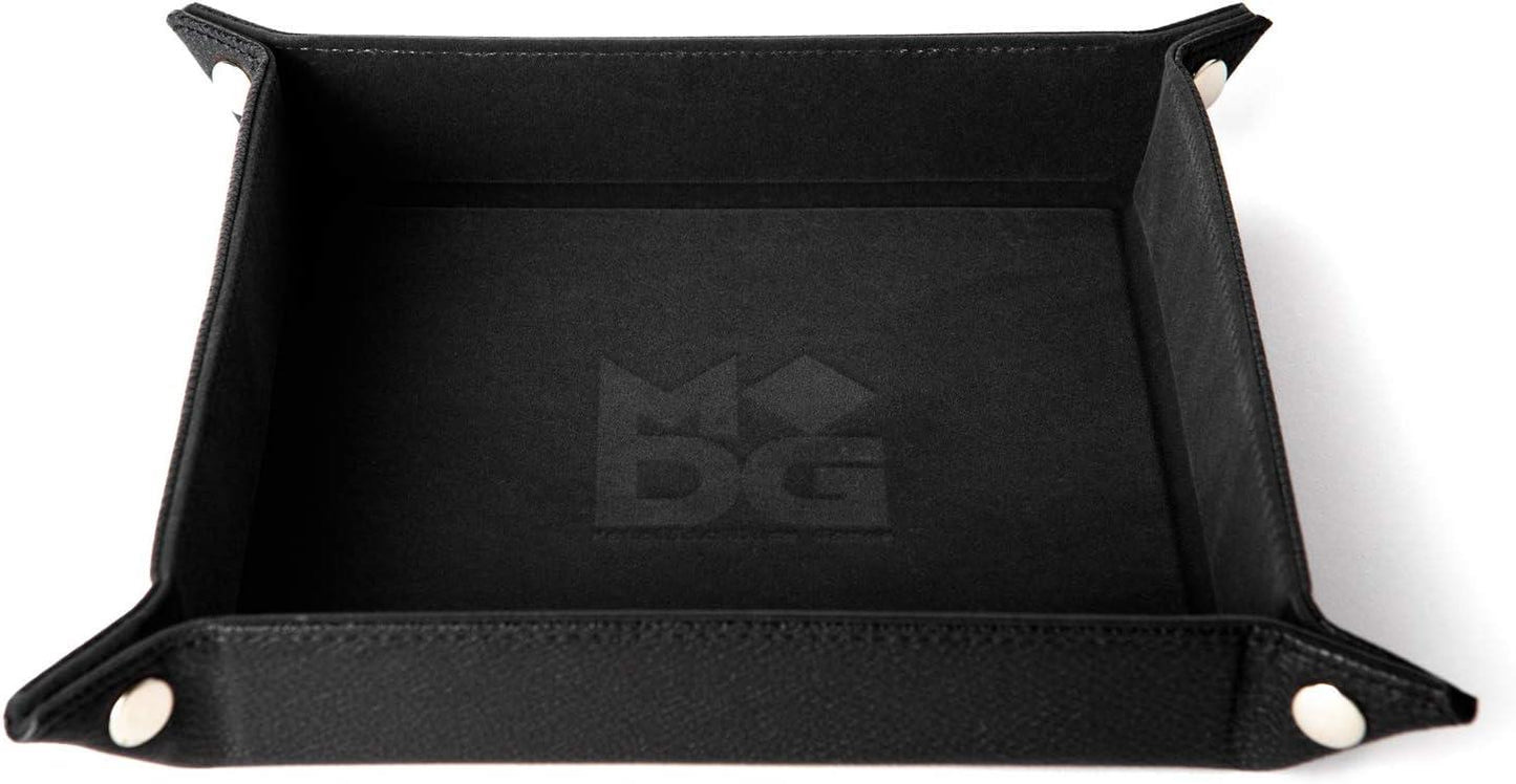 FanRoll Dice Tray: Black Velvet with Leather Back 10x10