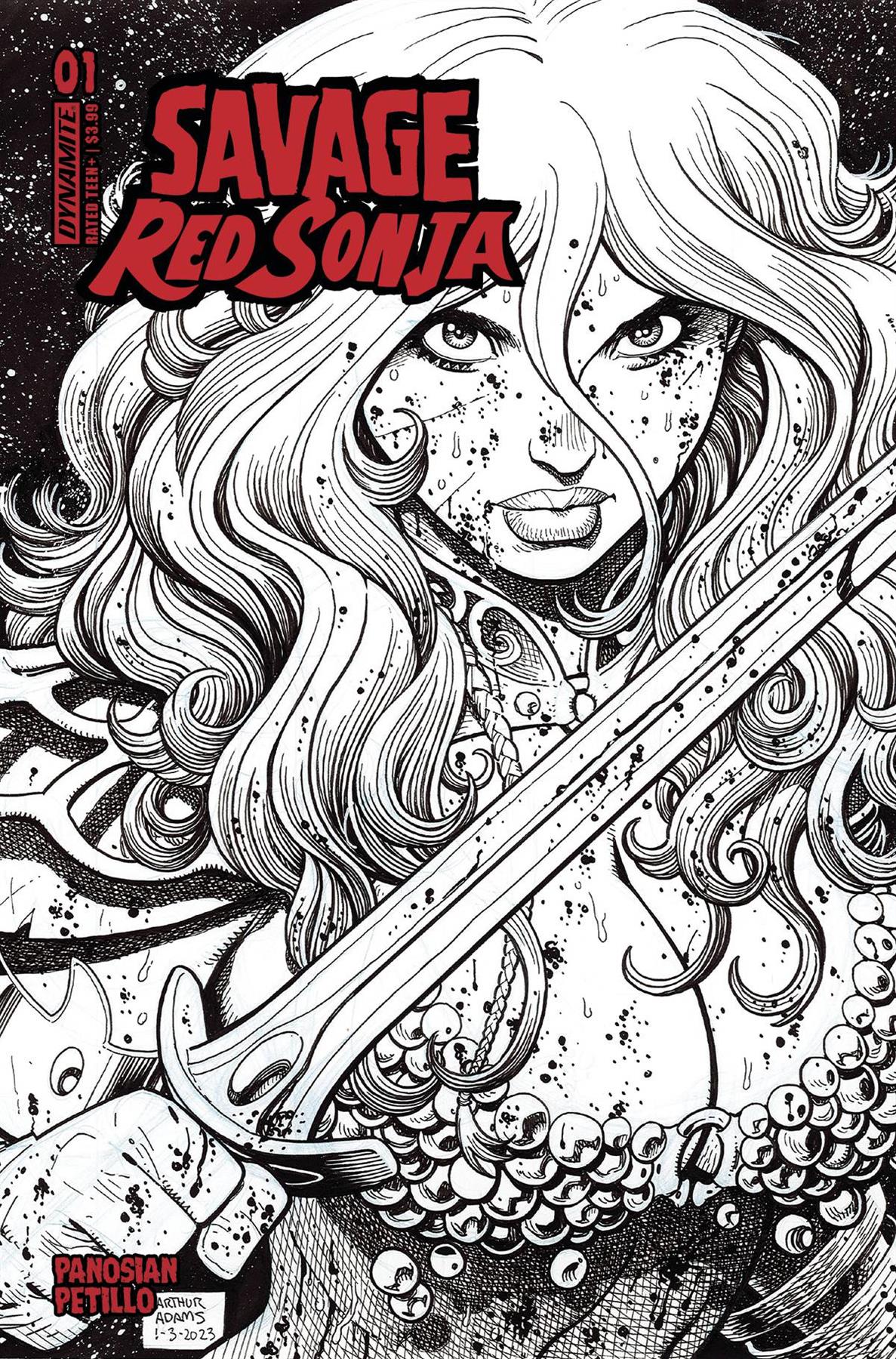 Savage Red Sonja #1 Cvr F 10 Copy Incv Adams Line Art Dynamite Comic Book