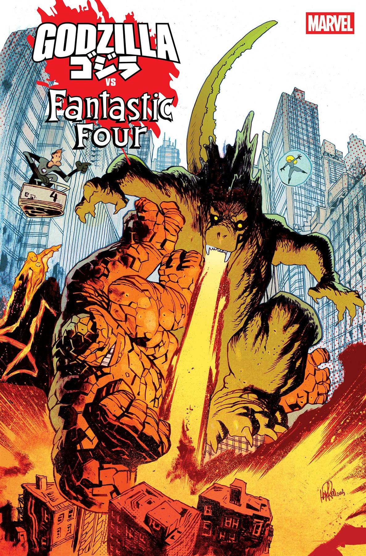 Godzilla vs Fantastic Four #1 Harren Godzilla Homage Var Marvel Prh Comic Book