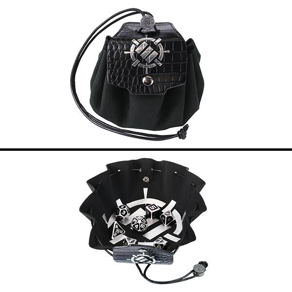 7-Die Set ENHANCE Metal Dice Zinc/Black w/ Case & Bag, Collector's Edition