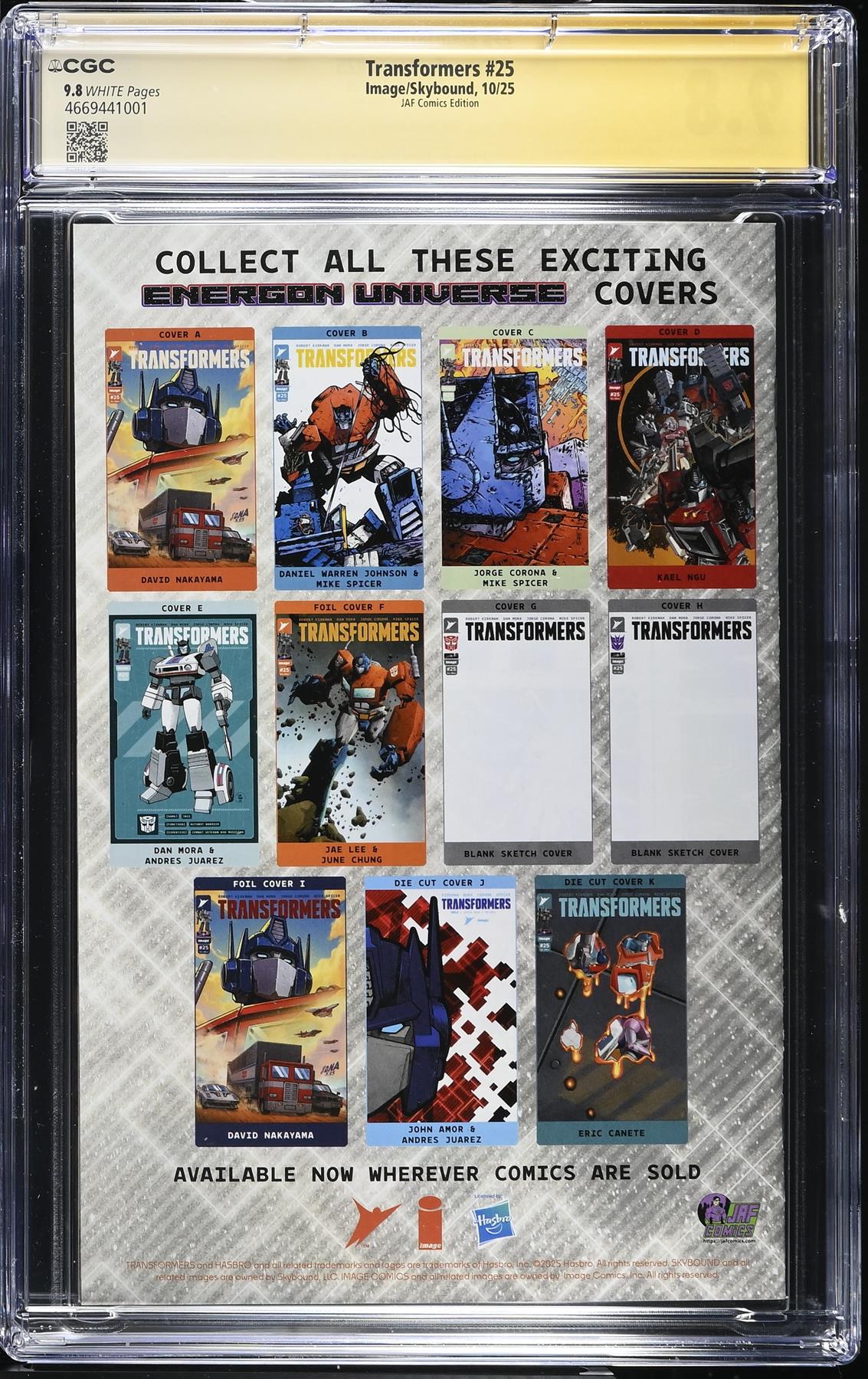 Transformers #25 JAF Exclusive SIGNED by Chris Campana CGC 9.8 Graded Comic Book