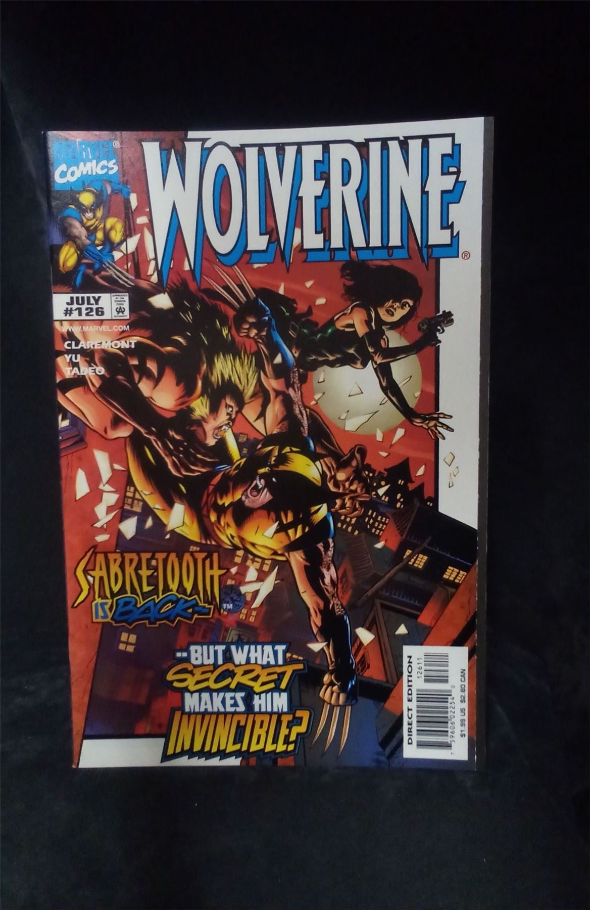 Wolverine #126 1998 w/ sabre tooth vs Wolverine Tickets Marvel Comic Book