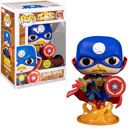POP! Funko Exclusive Marvel Infinity Warps GITD Set of All 3 (Free Acrylic Cases) Soldier Supreme 679,Iron Hammer 680,Arach-Knight 681,LE -679