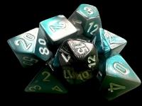 Chesex Mini 7 Die Dice Set - Steel-Teal/White