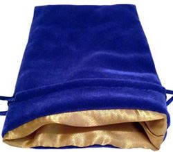 4"X6" Blue Velvet Dice Bag with Gold Satin Lining