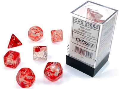 Nebula Polyhedral Red/silver Luminary 7-Die Set Chessex