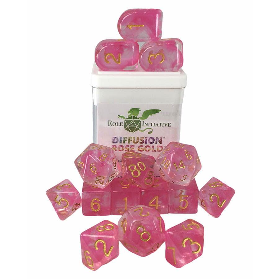 Roll 4 Initiative Dice Set - 15Pk Rose Gold