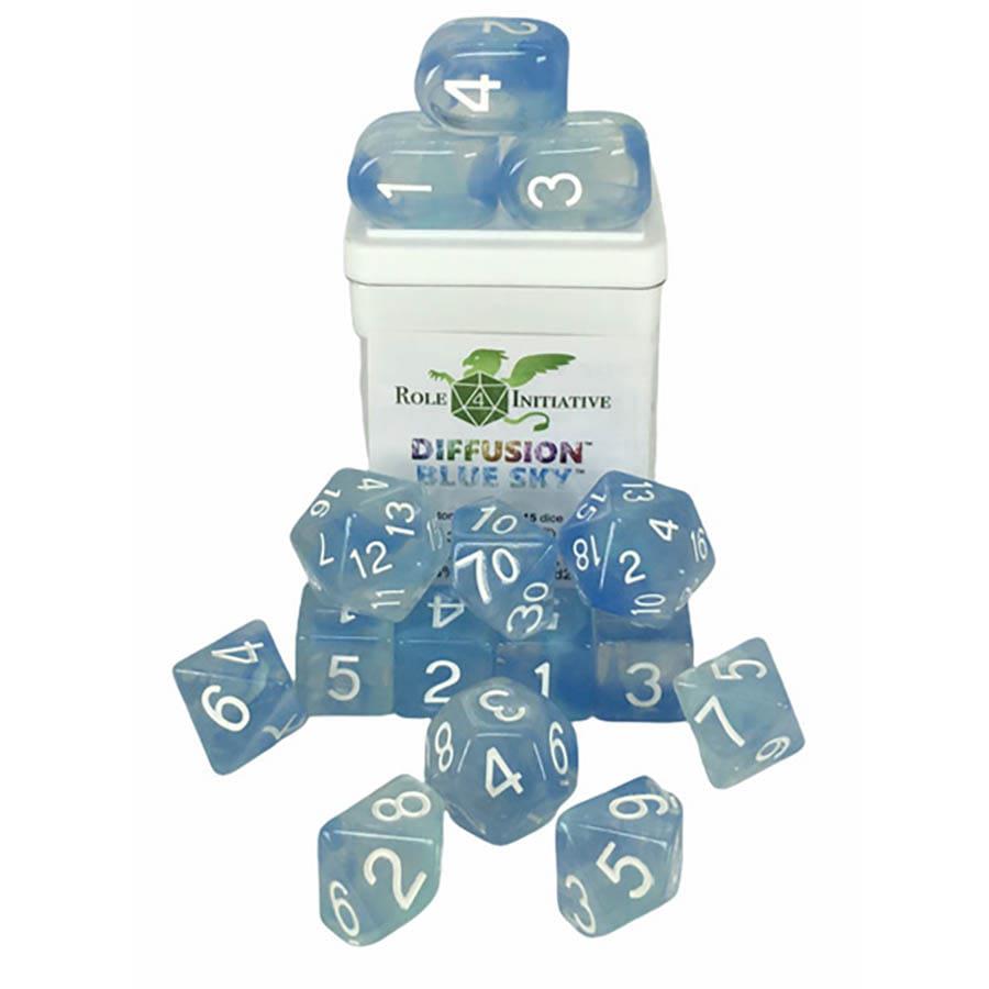 Roll 4 Initiative Dice Set - 15Pk Blue Sky