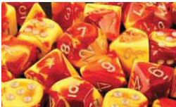 Gemini Polyhedral Red-Yellow/silver 7-Die Set