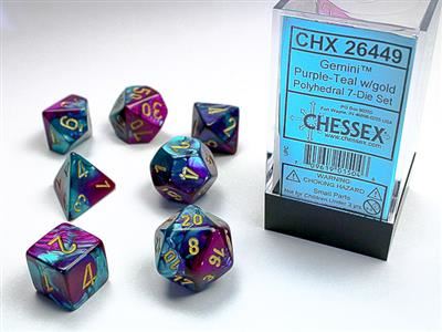 Gemini Polyhedral Purple-Teal/gold 7-Die Set Chessex