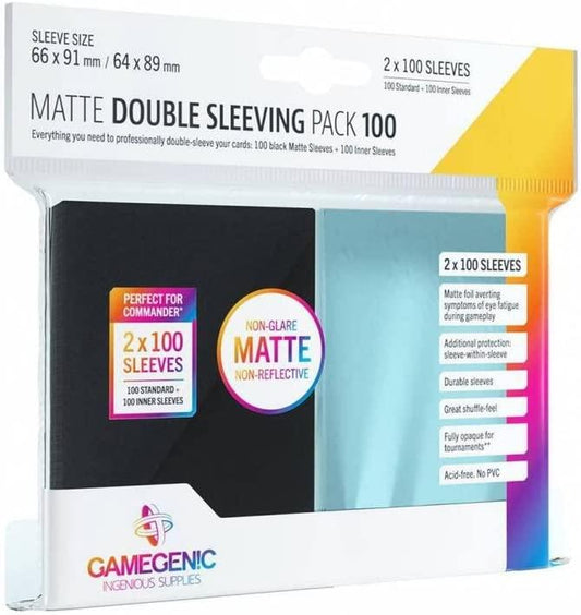 Matte Double Sleeving Pack 100 - Black   TCG Gamegenic