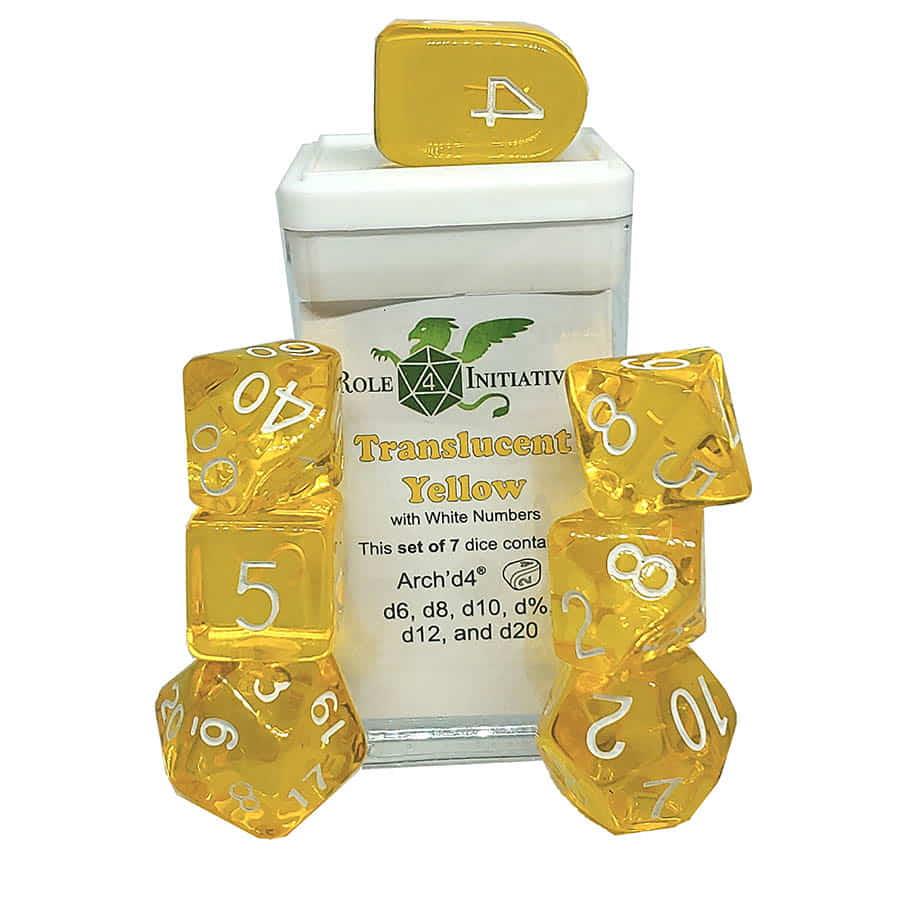 Roll 4 Initiative Dice Set - &Pk Trans Yellow