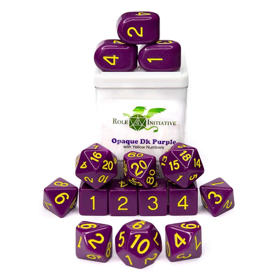 Roll 4 Initiative Dice Set - 15Pk Dk Purple