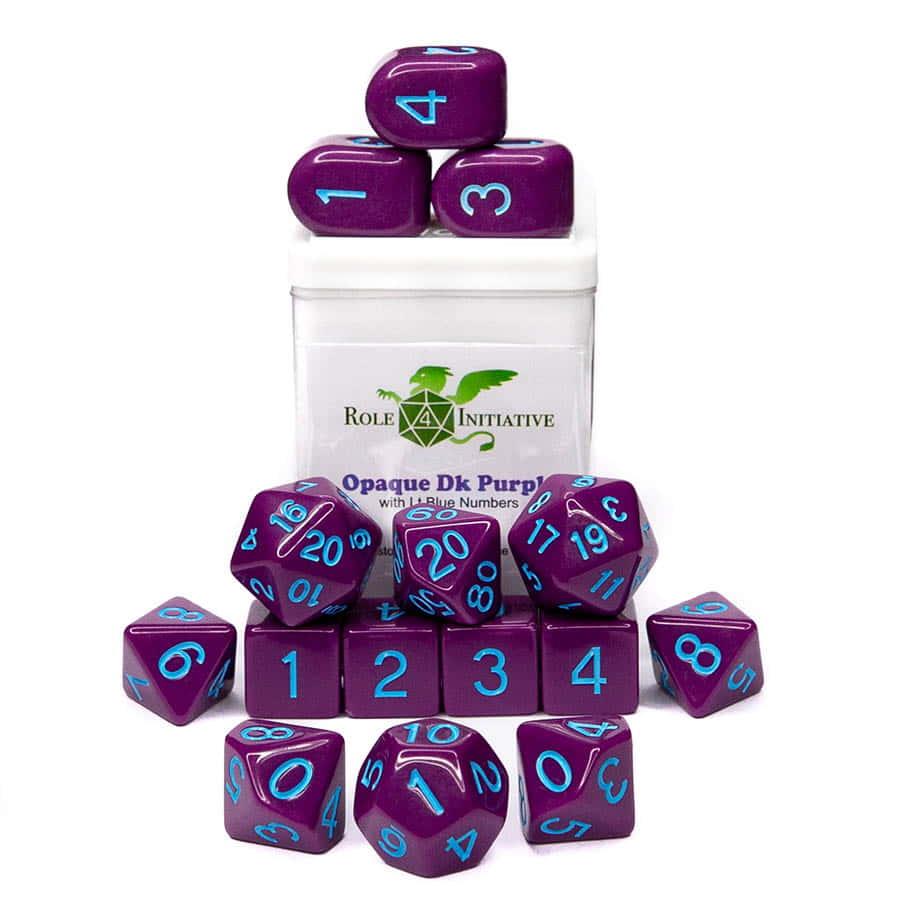 Roll 4 Initiative Dice Set - 15Pk Dark Purple