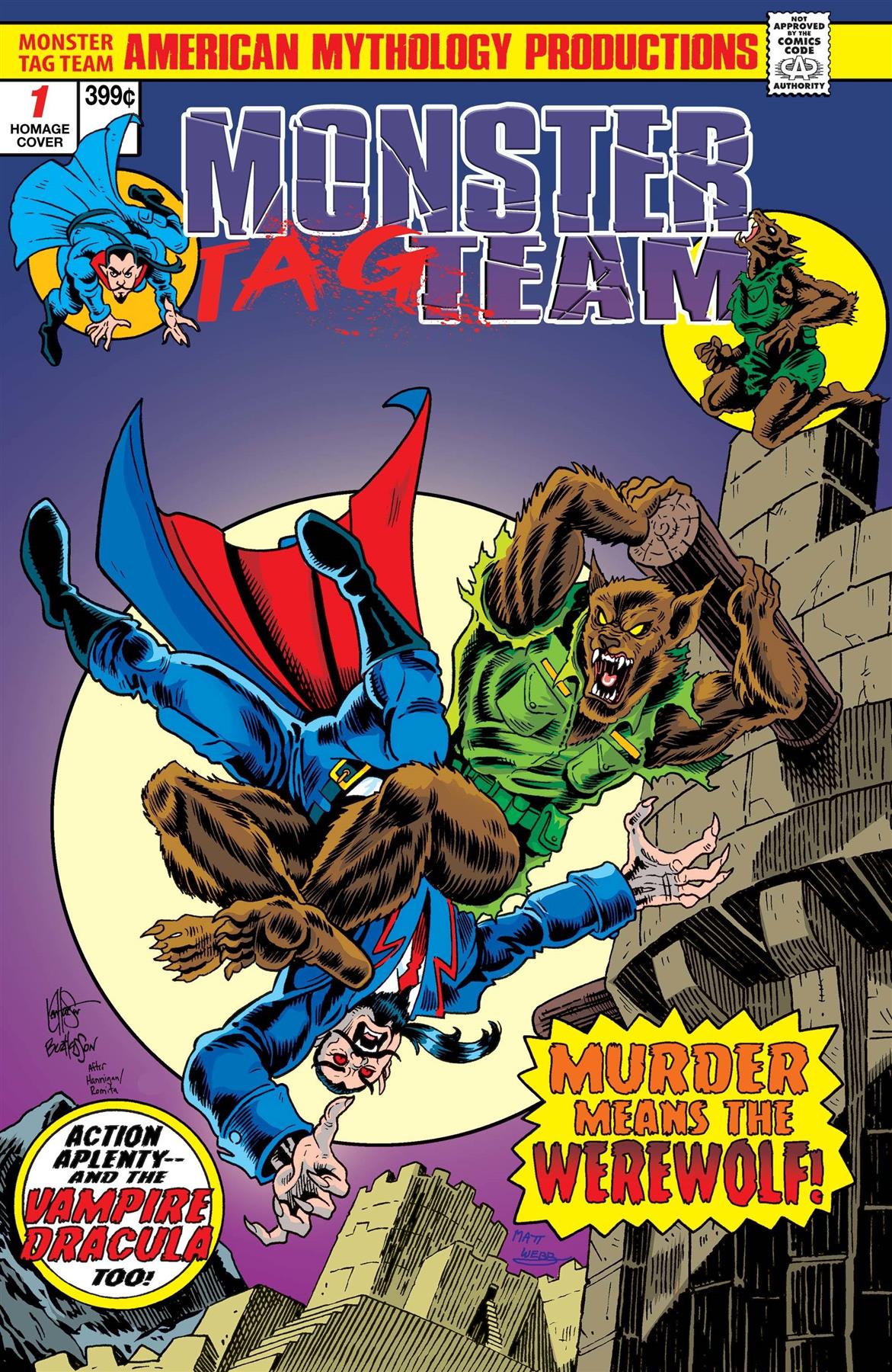 Monster Tag Team #1 Cvr C Homage Hasson & Haeser (c: 0-1-2) American Mythology Productions Comic Book