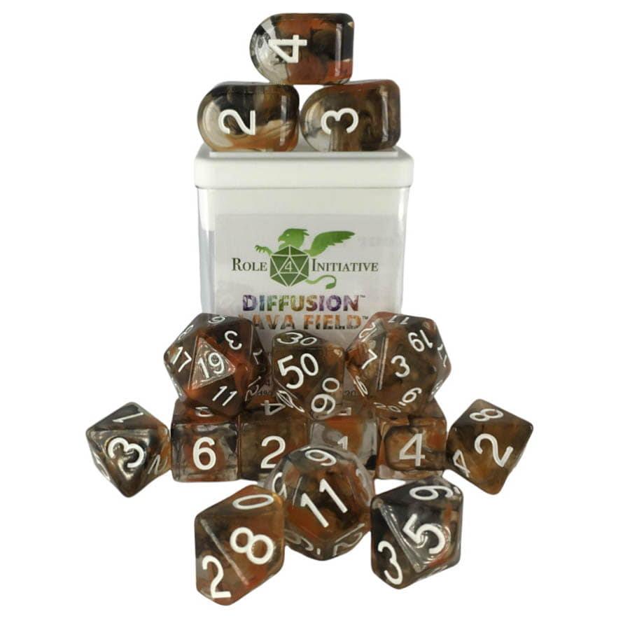 Roll 4 Initiative Dice Set - 15Pk lava Field