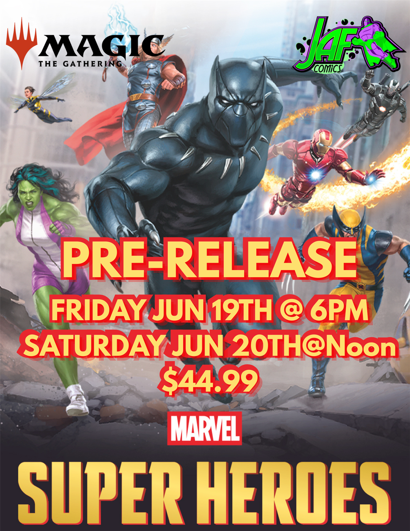 MTG Universes Beyond: Marvel Super Heroes Pre-Release event Friday 06/19/26  @ 6:00pm
