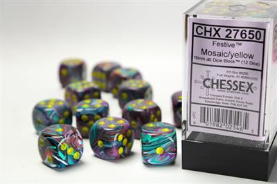 Speckled 16mm d6 Silver Volcano Dice Block (12 dice)