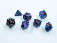 Chesex Mini 7 Die Dice Set - Black-Starlight/Red