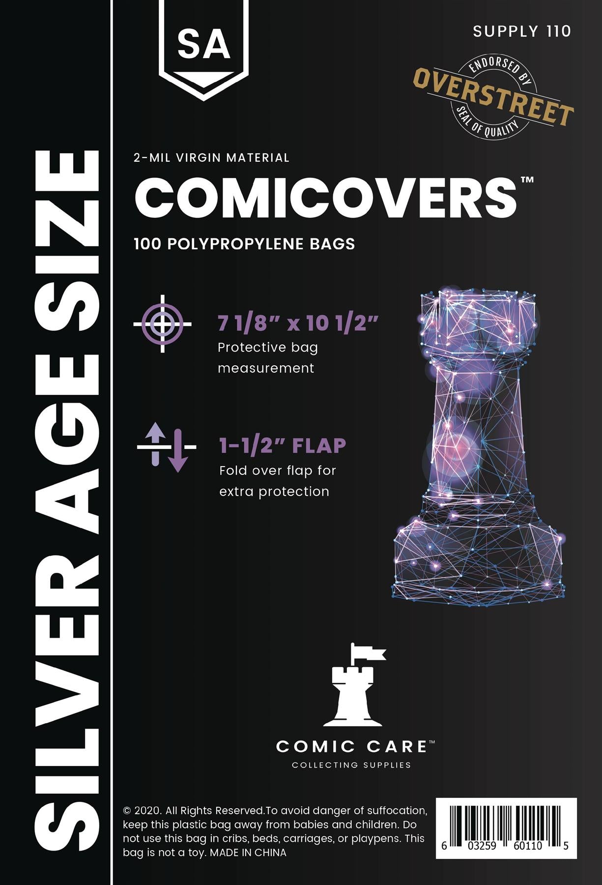 COMICARE Silver Age PP (Polypropylene) Bags: 100 ct By Comic Care