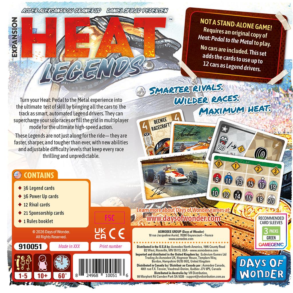 Heat: Legends By Days of Wonder Board Game