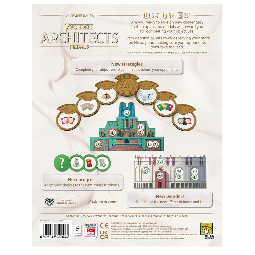 7 Wonders Architects Medals By Repos Production Board Game