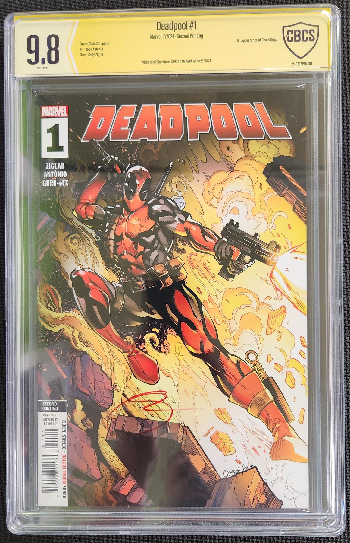 Deadpool #1 2nd Ptg Marvel 2024 CBCS Signature Series 9.8  Chris Campana Graded Comic Book