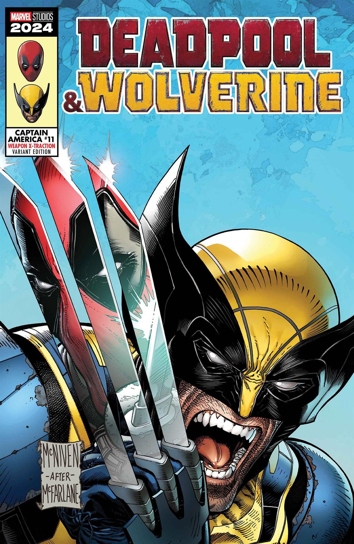 Captain America #11 Deadpool Wolverine Weapon X-traction Var Deadpool Wolverine Weapon X-traction Var Marvel Prh Comic Book 2024