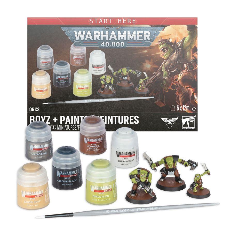 Warhammer 40k- Start Here: Orks Boyz + Paints Set 60-05 by Games Workshop