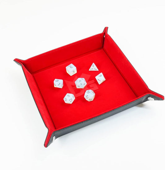 FanRoll Dice Tray: Red Velvet with Leather Back 10x10