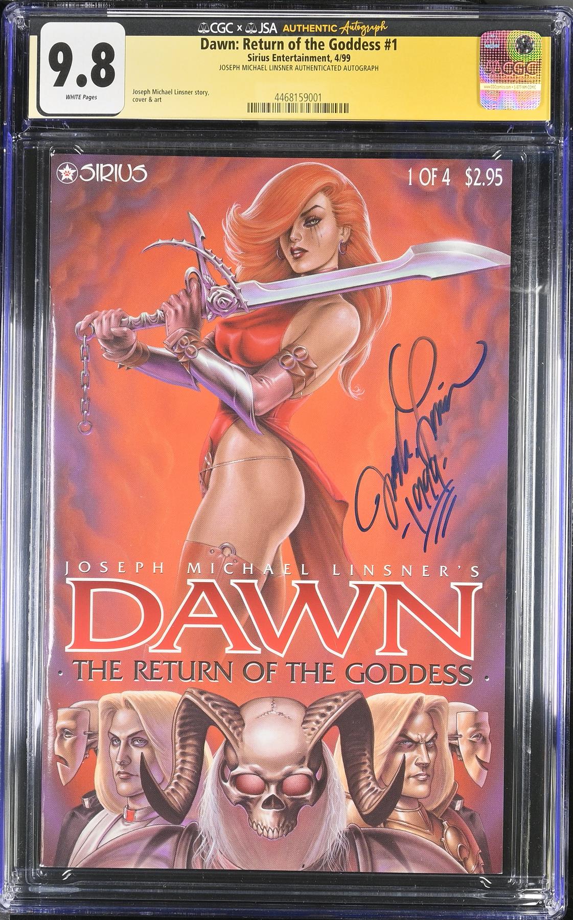 Dawn return of the Goddess #1 Signed Linsner CGC 9.8 Graded Comic Book