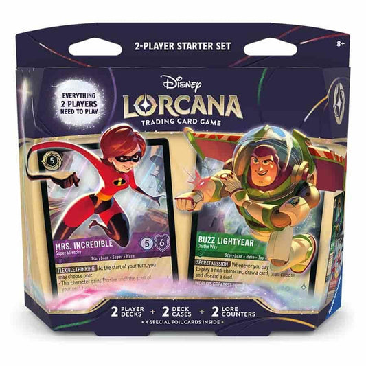Disney Lorcana Wilds Unknown Two-Player Deck Case (Elastigirl / Buzz Lightyear) TCG By Ravensburger
