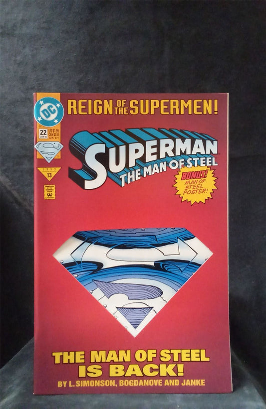 Superman: The Man of Steel #22 Die-Cut Cover 1993 DC Comics Comic Book