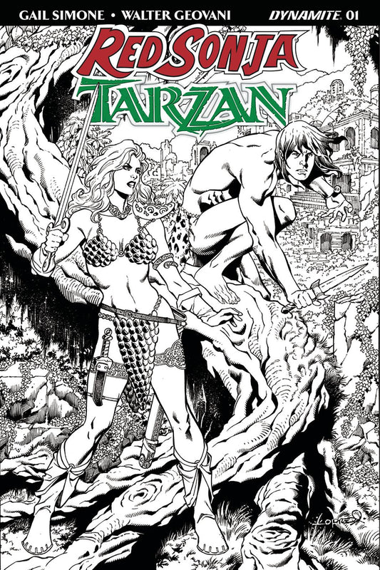 RED SONJA TARZAN #1 CVR H 30 COPY LOPRESTI B&W INCV DE Comics Comic Book