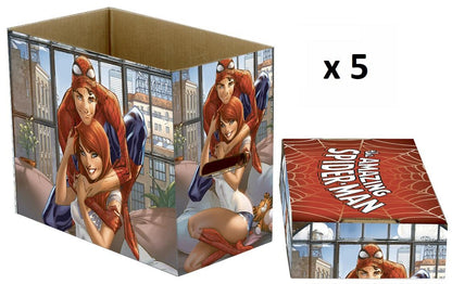 Marvel Comics Spider-Man & MJ Short Comic Storage Box- 5 Pack Bundle