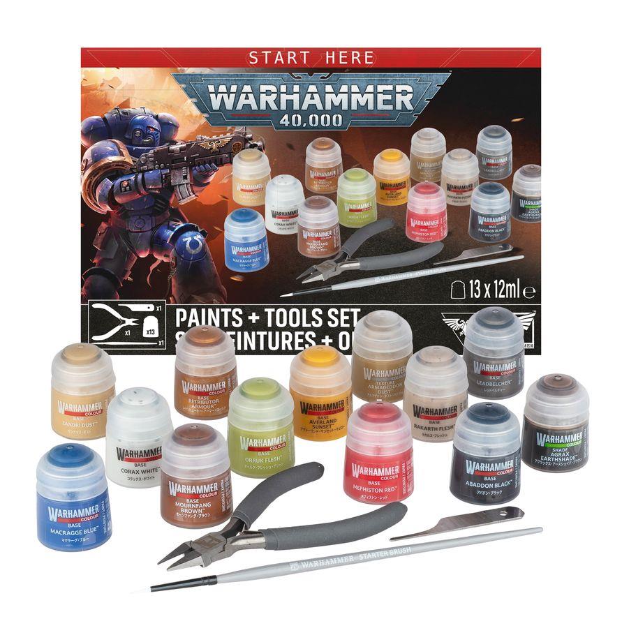 Warhammer 40k- Start Here: Paints + Tools Set 60-12 by Games Workshop