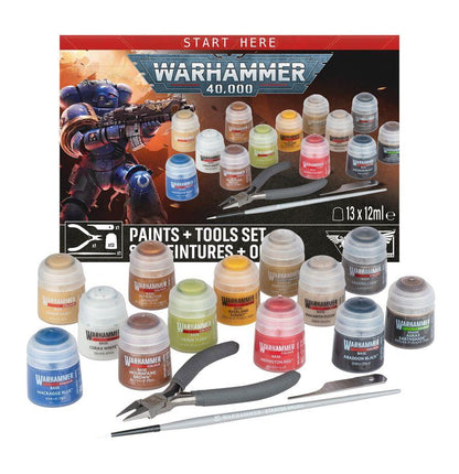 Warhammer 40k- Start Here: Paints + Tools Set 60-12 by Games Workshop