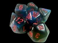 Chesex Mini 7 Die Dice Set - Black-Starlight/Red