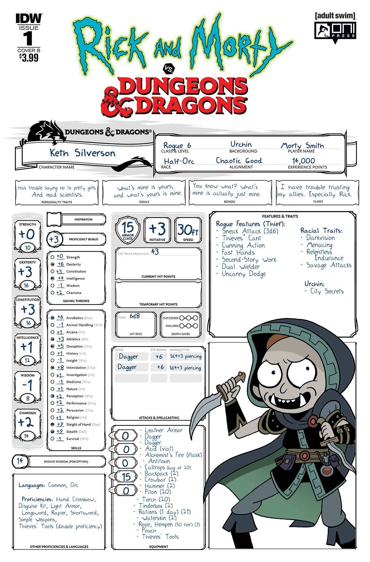 Rick & Morty Vs Dungeons & Dragons #1 (Cvr B Little) Idw Publishing Comic Book