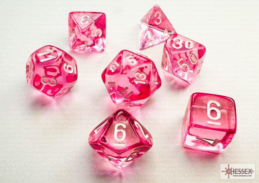 Chessex Mini 7 Die Dice Set Translucent Pink/White